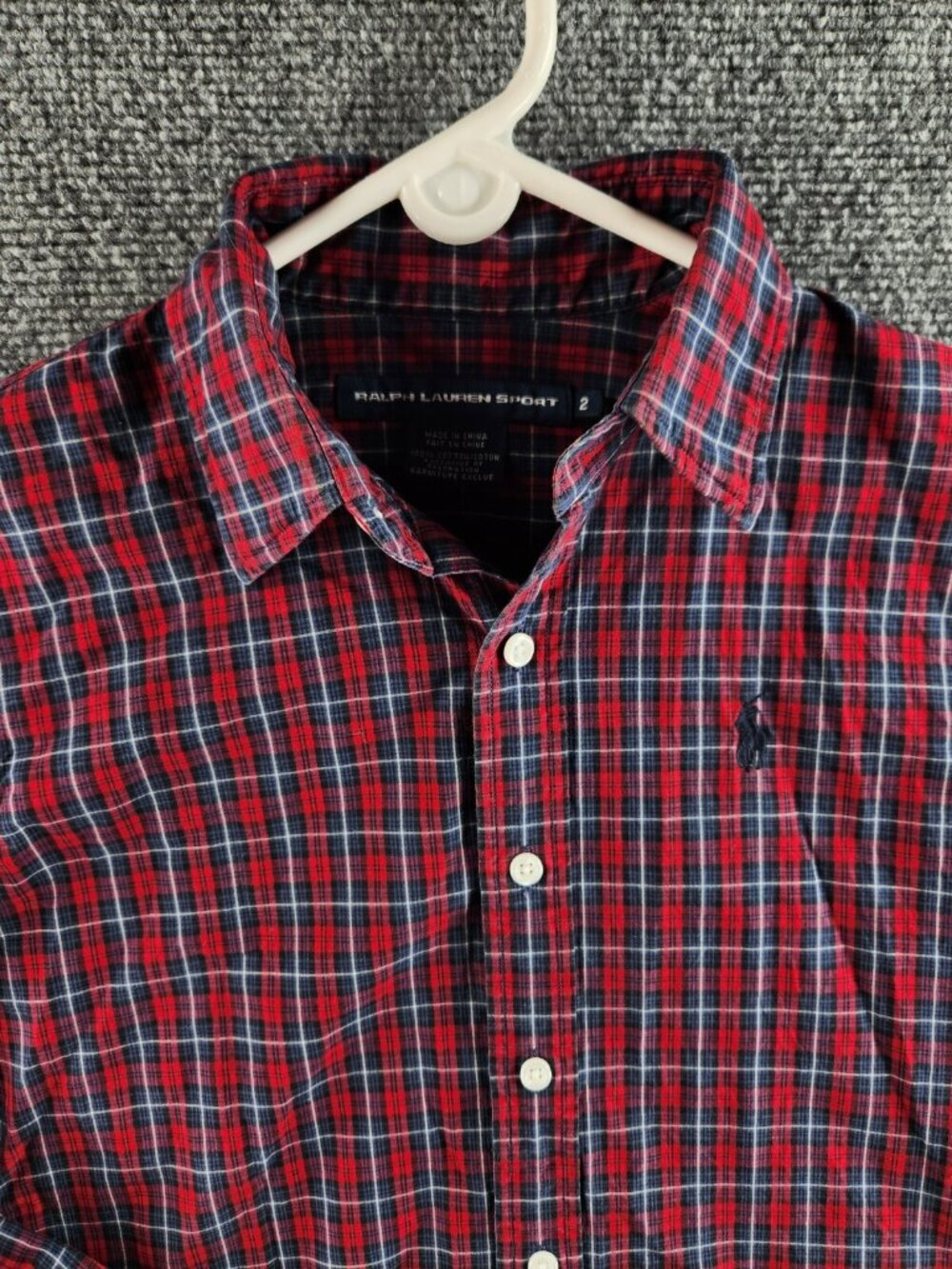 Ralph Lauren Sport Women Button Up Shirt Red Blue Plaid Size 2 Long Sleeve